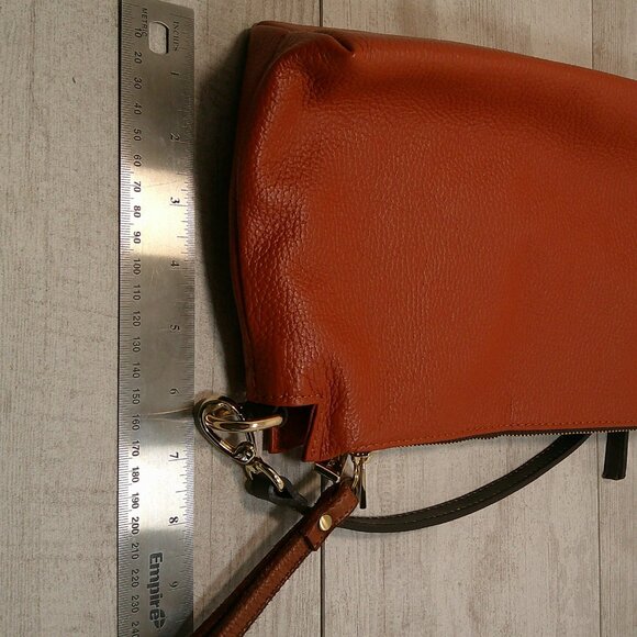 Valentina Vachetta Italian chocolate Leather Crossbody Bag pocketbook purse - Picture 5 of 10